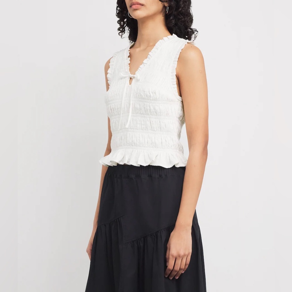PAIGE White Ruffle Tank Top